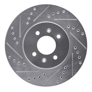 Hyundai Accent Brake Rotor (1) - Front Left - R1 Concepts - Drilled & Slotted - Silver - `12-`23